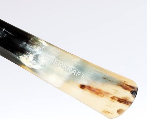 CHERKRAFT Shoe Horn with Handle Natural Handcrafted & Polished Made from Real Horn For All Shoes & Boots - 10 Inches in Kuwait