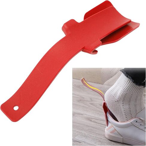 Lazy Shoe Helper for Easy to Wear Shoes, Portable Ergonomic Shoe Lifting Helper Travel Shoe Horn Lifting Wearing Helper Tool for Elderly Seniors Disabled Men Women and Kids(Red) in Kuwait