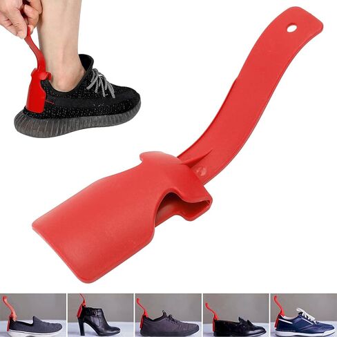 Lazy Shoe Helper for Easy to Wear Shoes, Portable Ergonomic Shoe Lifting Helper Travel Shoe Horn Lifting Wearing Helper Tool for Elderly Seniors Disabled Men Women and Kids(Red) in Kuwait