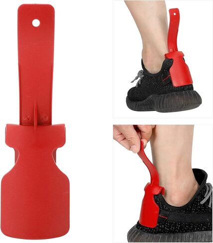 Lazy Shoe Helper for Easy to Wear Shoes, Portable Ergonomic Shoe Lifting Helper Travel Shoe Horn Lifting Wearing Helper Tool for Elderly Seniors Disabled Men Women and Kids(Red) in Kuwait
