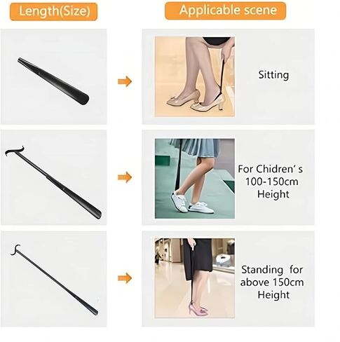 TNBUENO Shoe Horn Long Handle for Seniors Men Women Kids - 34.6 Inch Portable Metal Shoe Spoon Long Handle for Boots in Kuwait