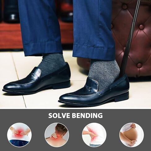 TNBUENO Shoe Horn Long Handle for Seniors Men Women Kids - 34.6 Inch Portable Metal Shoe Spoon Long Handle for Boots in Kuwait