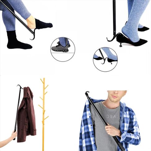 TNBUENO Shoe Horn Long Handle for Seniors Men Women Kids - 34.6 Inch Portable Metal Shoe Spoon Long Handle for Boots in Kuwait