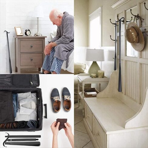 TNBUENO Shoe Horn Long Handle for Seniors Men Women Kids - 34.6 Inch Portable Metal Shoe Spoon Long Handle for Boots in Kuwait