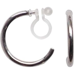 Silver Clip On Hoop Earrings Invisible For Women 20mm Non-Pierced Simple Clip-On Earrings Miyabi Grace in Saudi Arabia