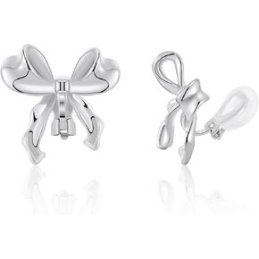 NVWAROCK Cilp-on Bow Earrings Non Pierced Ribbon Bow Dangle Drop Tassel Statement Earring for Women Girls Dangling Long chain Earrings（Gold and Silver） in Kuwait