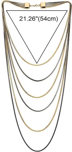 COOLSTEELANDBEYOND Black Gold Statement Choker Collar Necklace Waterfall Multi-Strand Box Chains Pendant, Dress in Saudi Arabia