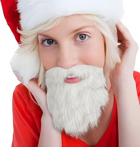 لحية سانتا ذاتية اللصق من TACVEL، زي لحية بيضاء مزيفة، ملحقات أزياء لحية سانتا كلوز لعيد الميلاد لحفلات الكريسماس in Kuwait