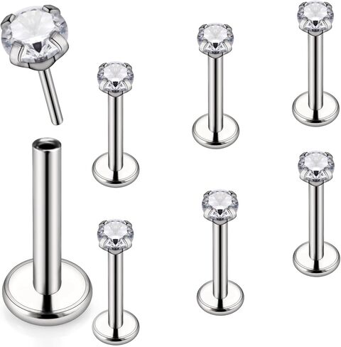 Cisyozi 20G 18G F316 Titanium Flat Back Nose Rings Studs Hypoallergenic Medical Grade Nose Studs for Women Men Shiny Cubic Zirconia Nose Rings Piercings Jewelry for Sensitive Skin in Saudi Arabia