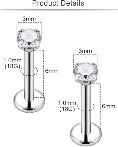 Cisyozi 20G 18G F316 Titanium Flat Back Nose Rings Studs Hypoallergenic Medical Grade Nose Studs for Women Men Shiny Cubic Zirconia Nose Rings Piercings Jewelry for Sensitive Skin in Saudi Arabia