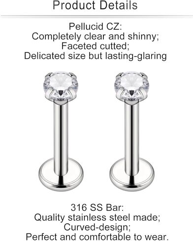 Cisyozi 20G 18G F316 Titanium Flat Back Nose Rings Studs Hypoallergenic Medical Grade Nose Studs for Women Men Shiny Cubic Zirconia Nose Rings Piercings Jewelry for Sensitive Skin in Saudi Arabia