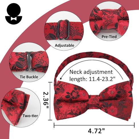 Luckyvestir Bow Ties for Men, Pre-Tied Adjustable Black Bow Tie for Men Boys Wedding Party Gifts in Kuwait