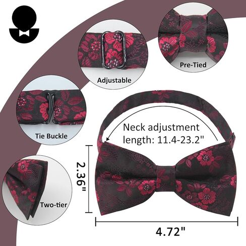 Luckyvestir Bow Ties for Men, Pre-Tied Adjustable Black Bow Tie for Men Boys Wedding Party Gifts in Kuwait