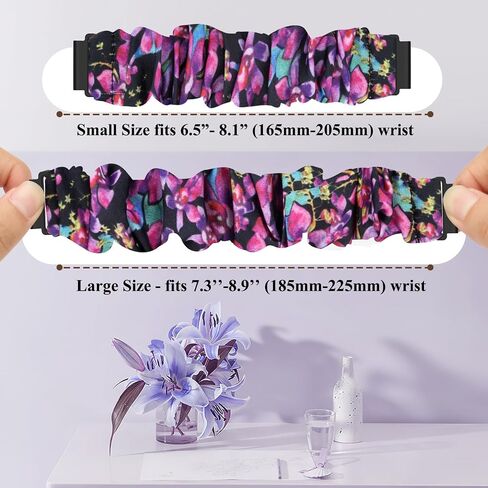 Puhuite Compatible with 16mm 18mm 20mm 22mm Watch Bands,Soft Cute Printed Elastic Cloth Wristband Quick Release Band Scrunchie Wristbands Replacement for Women in Kuwait