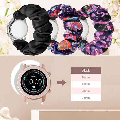 Puhuite Compatible with 16mm 18mm 20mm 22mm Watch Bands,Soft Cute Printed Elastic Cloth Wristband Quick Release Band Scrunchie Wristbands Replacement for Women in Kuwait