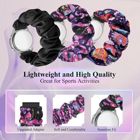 Puhuite Compatible with 16mm 18mm 20mm 22mm Watch Bands,Soft Cute Printed Elastic Cloth Wristband Quick Release Band Scrunchie Wristbands Replacement for Women in Kuwait