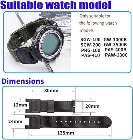 MMBAY 24mm نايلون جلد ووتش العصابات استبدال صالح لكاسيو G-Shock SGW-100 SGW-200 GW-3000B GW-3500B حزام Wirstband للرجال والنساء سوار ووتش الملحقات in Kuwait