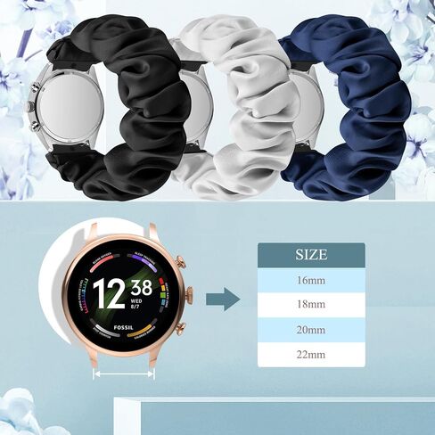 Puhuite Compatible with 16mm 18mm 20mm 22mm Watch Bands,Soft Cute Printed Elastic Cloth Wristband Quick Release Band Scrunchie Wristbands Replacement for Women in Saudi Arabia