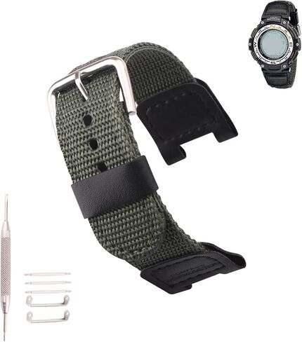 MMBAY 24mm Nylon Leather Watch Bands Replacement Fit for Casio G-Shock SGW-100 SGW-200 GW-3000B GW-3500B Strap Wirstband for Men and Women Bracelet Watch accessories in Saudi Arabia