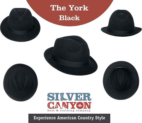 York Crushable Wool Fedora Felt Hat, Silver Canyon, Black in Kuwait