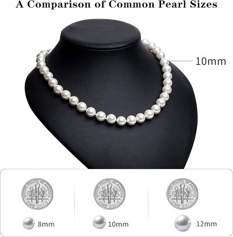 marofin Simulated Pearl Necklace 10mm for Men,Pearl Choker Necklace for Women Jewelry Gift 19" in Saudi Arabia
