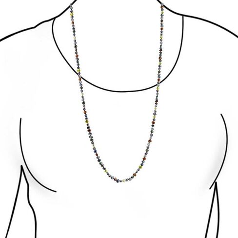 Multi Color Earth Tone Shades Freshwater Cultured Long Strand Pearl Necklace For Women .925 Sterling Silver 54 Inch in Saudi Arabia