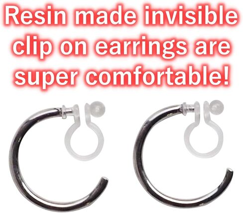 Silver Clip On Hoop Earrings Invisible For Women 20mm Non-Pierced Simple Clip-On Earrings Miyabi Grace in Saudi Arabia