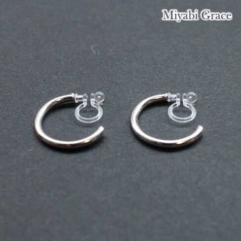 Silver Clip On Hoop Earrings Invisible For Women 20mm Non-Pierced Simple Clip-On Earrings Miyabi Grace in Saudi Arabia