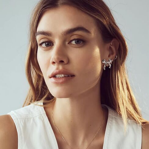 NVWAROCK Cilp-on Bow Earrings Non Pierced Ribbon Bow Dangle Drop Tassel Statement Earring for Women Girls Dangling Long chain Earrings（Gold and Silver） in Kuwait