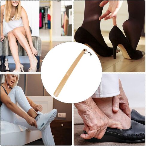 EXCEART Wood Shoe Horn Long Handle Practical Wood Shoehorns for Men Women and Kids in Saudi Arabia
