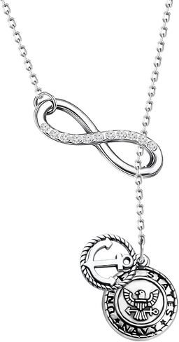 BEKECH Infinity and Navy Charm Anchor Charm Lariat Y Necklace Military Jewelry for Military Mom/Grandma/Aunt/Wife/Girlfriend in Kuwait