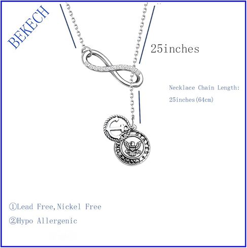BEKECH Infinity and Navy Charm Anchor Charm Lariat Y Necklace Military Jewelry for Military Mom/Grandma/Aunt/Wife/Girlfriend in Kuwait