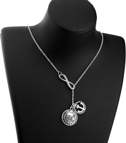 BEKECH Infinity and Navy Charm Anchor Charm Lariat Y Necklace Military Jewelry for Military Mom/Grandma/Aunt/Wife/Girlfriend in Kuwait