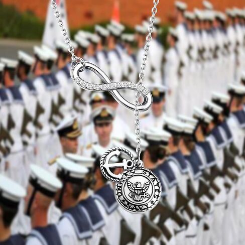 BEKECH Infinity and Navy Charm Anchor Charm Lariat Y Necklace Military Jewelry for Military Mom/Grandma/Aunt/Wife/Girlfriend in Kuwait