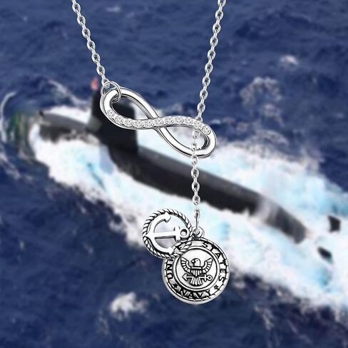 BEKECH Infinity and Navy Charm Anchor Charm Lariat Y Necklace Military Jewelry for Military Mom/Grandma/Aunt/Wife/Girlfriend in Kuwait