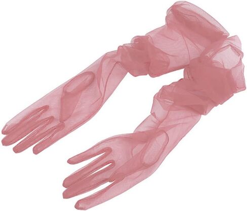 Yunyuebridal Women Sheer Tulle Gloves Transparent Full Finger Elbow Long Mittens Wedding Party Photography Gloves in Saudi Arabia