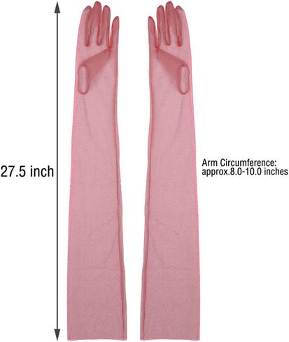 Yunyuebridal Women Sheer Tulle Gloves Transparent Full Finger Elbow Long Mittens Wedding Party Photography Gloves in Saudi Arabia