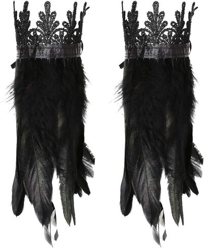 Punk Gothic Gloves Feather Wrist Cuff Carnival Natural Dyed Rooster Feather Arm Warmer Party Halloween Cosplay Costume in Saudi Arabia