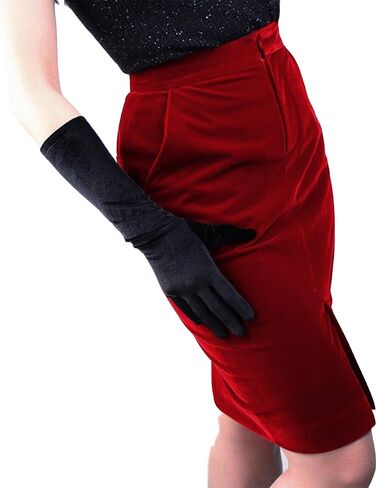 DooWay Women Long Velvet Gloves Stretch Elbow Length 16 Inches for Evening Wedding 1920s Party Costume in Saudi Arabia