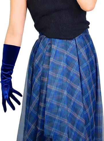 DooWay Women Long Velvet Gloves Stretch Elbow Length 16 Inches for Evening Wedding 1920s Party Costume in Saudi Arabia