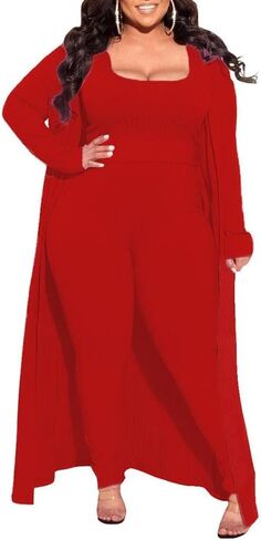 مجموعة HANMAX النسائية المحبوكة من 3 قطع بأكمام طويلة ومعطف قصير وخصر عالي بنطال ذو قصة أرجل واسعة وتتسابق in Kuwait