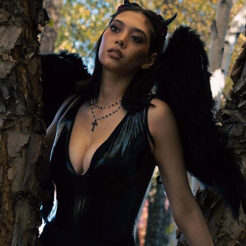 OLARCU Gothic Layered Cross Pendant Necklace for Women, Womens Black Beaded Goth Punk Grunge Jewelry in Kuwait