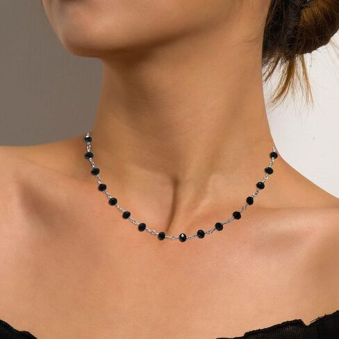 OLARCU Gothic Layered Cross Pendant Necklace for Women, Womens Black Beaded Goth Punk Grunge Jewelry in Kuwait