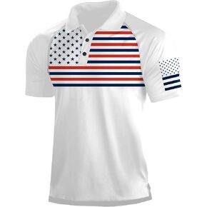 Mainfini Men's Patriotic Polo Shirts Stretch UPF 50+ Short Sleeve Raglan American Graphic Golf Shirt (S-3XL) in Kuwait