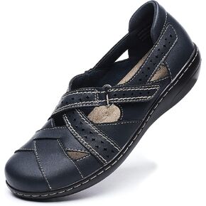 Irrefour Women's Classic Genuine Leather Casual Loafer Cute Slip-On Fashion Closed Toe Flat Sandal Comfy Work Sandal Everyday Walking Shoe in Saudi Arabia