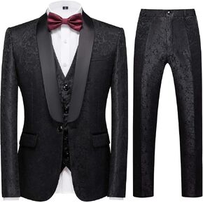 YFFUSHI Men's Elegant Jacquard 3 Piece Suit Shawl Lapel Slim Fit Tuxedo Set in Kuwait