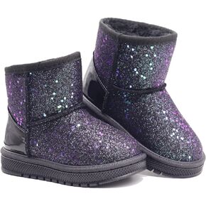 Sugmzox Girl's Boots Kids Glitter Snow Boots Durability Slip Resistant Outdoor Ankle Boots(Toddler/Little Kids)