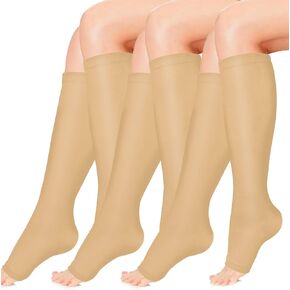 Copper Compression Socks for Women & Men Open Toe 20-30mmHg is Best Support for Circulation Recovery and All Day Wear
