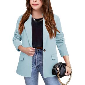 Meikulo Girls Blazers Kids Lapel Long Sleeve Open Front Solid Blazer Jacket with Pockets