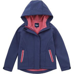Hiheart Girls Hooded Spring Jacket Fleece Lined Softshell Outwear